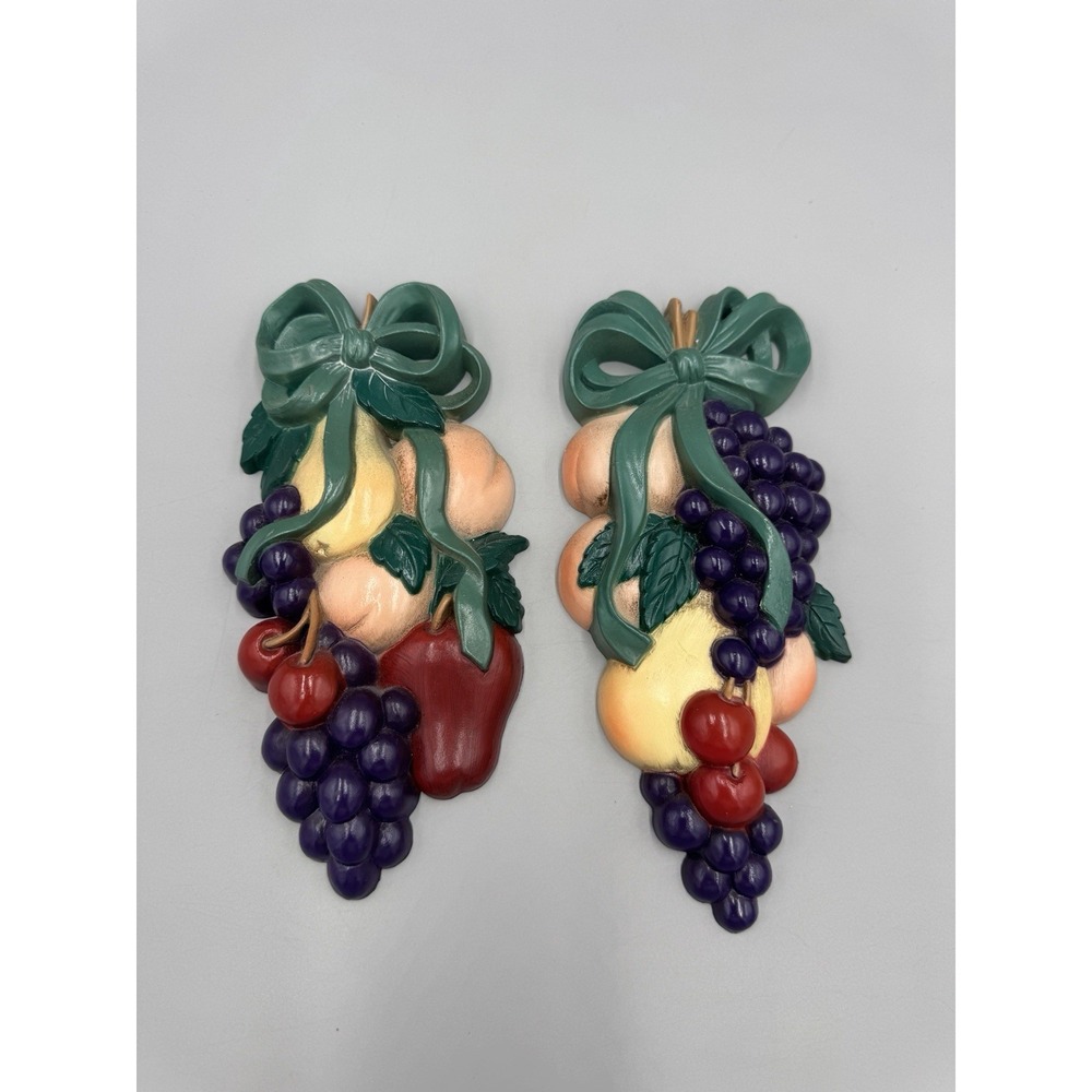 Vintage Burwood Fruit Wall Hanging Plaques Plastic Home Cottage Decor